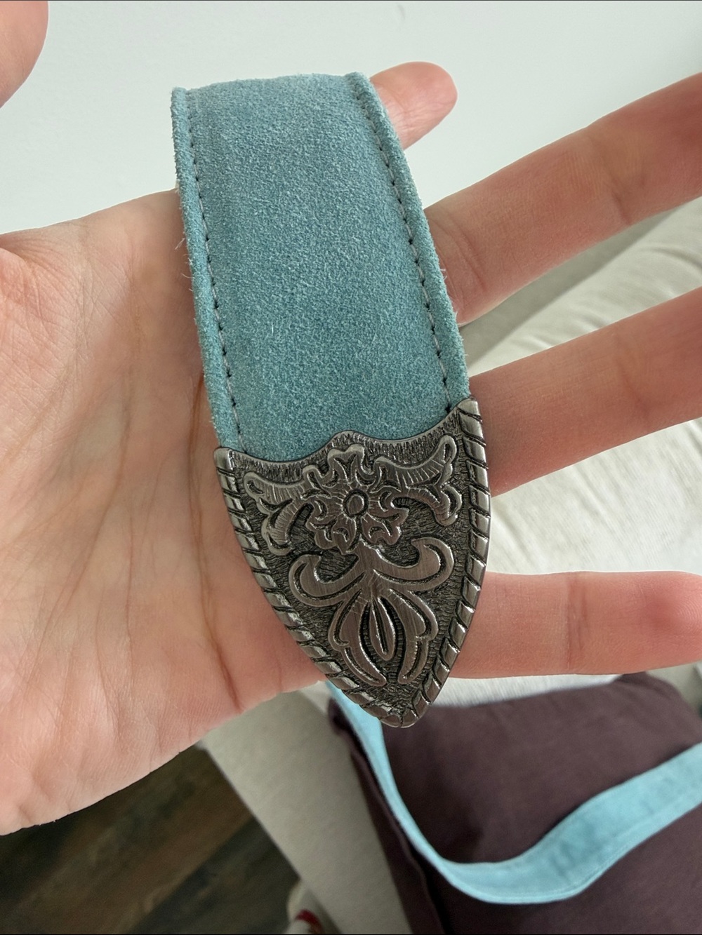 Free People Turquoise Suede Western Buckle Belt - Picture 2 of 5